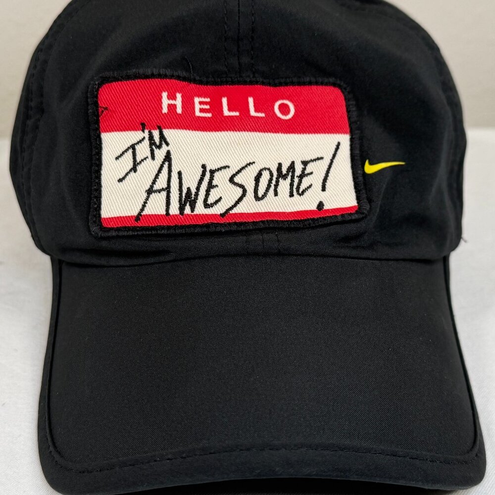 Nike Dri-Fit Featherlight Hat Black Hello I’m Awesome Livestrong Adjustable Cap
